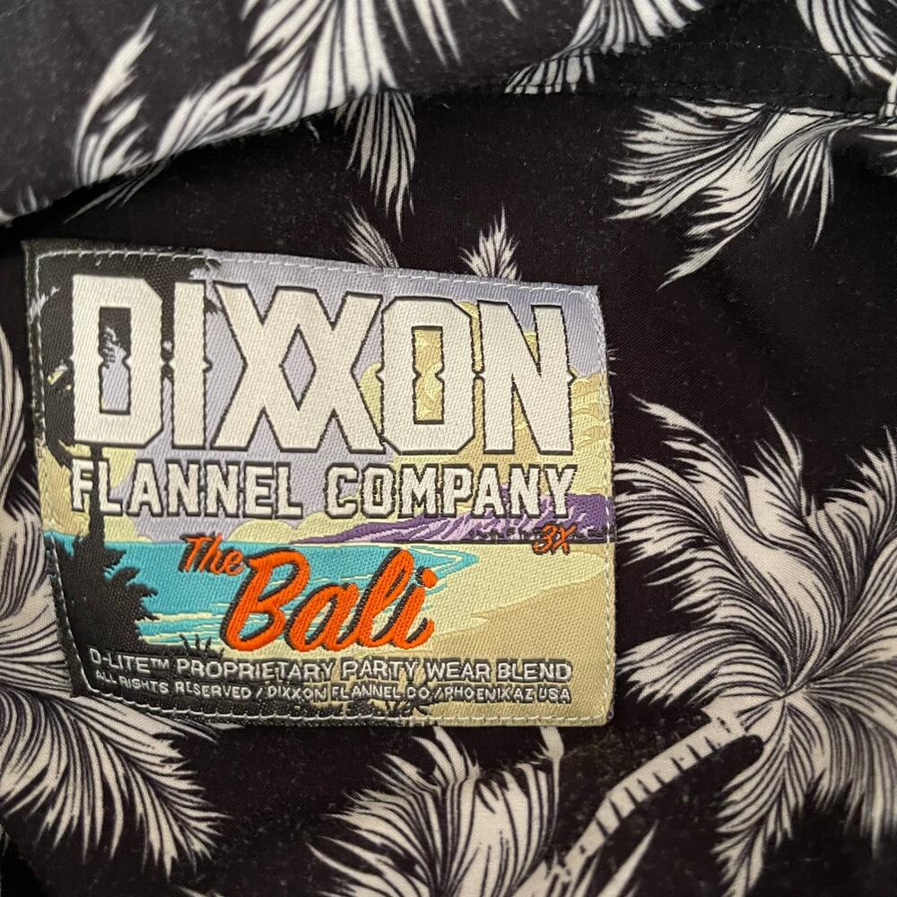 Dixxon The Bali All Over Black White Palm Tree Short Sleeve Button Up Size 3X - Picture 9 of 10